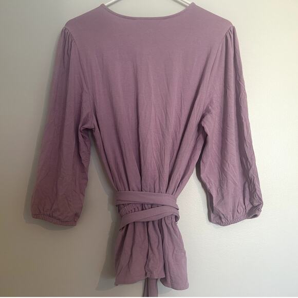 NWT Lauren Ralph Lauren Tie-Front Peplum Top – Purple, Women’s Large - Picture 4 of 5